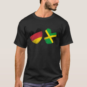Germany Jamaica Heart German Flag Jamaican Flag Gr T-Shirt