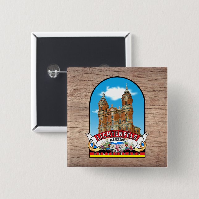 Germany Lichtenfels Vintage souvenir 2 Inch Square Button (Front & Back)