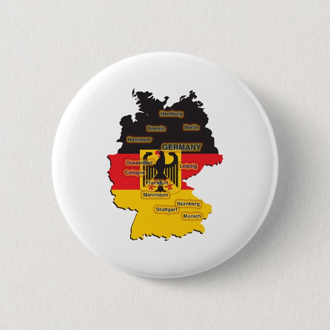 Germany Map 2 Inch Round Button (Front)