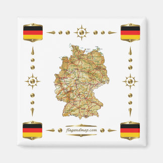 Germany Map + Flags Magnet