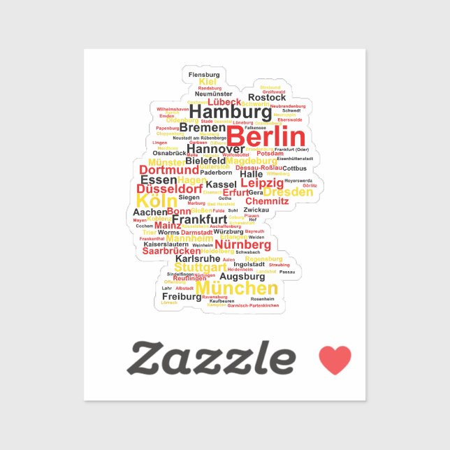 Germany Map Silhouette Towns Cities Flag Berlin Tr (Sheet)