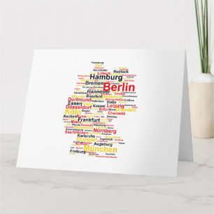 Germany Map Silhouette Towns Cities Flag Berlin Tr Card