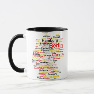 Germany Map Silhouette Towns Cities Flag Berlin Tr Mug