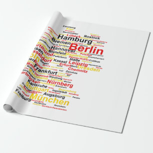 Germany Map Silhouette Towns Cities Flag Berlin Tr Wrapping Paper