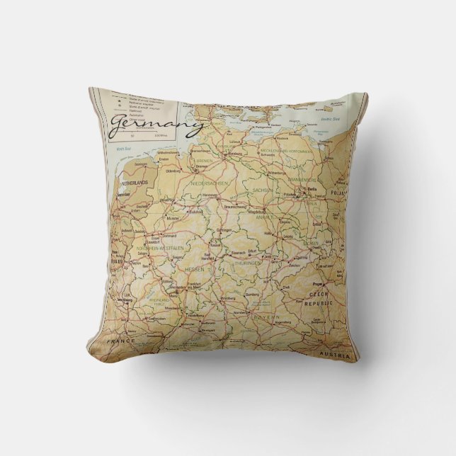 Germany map throw pillow (Front)