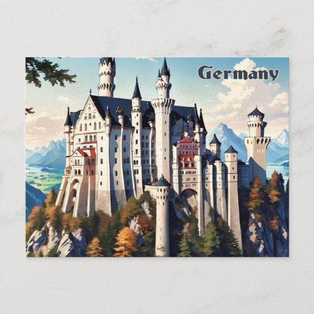 Germany Neuschwanstein Castle Postcard Vintage  (Front)