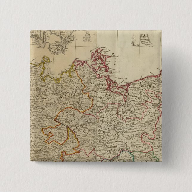 Germany north 2 inch square button (Front)