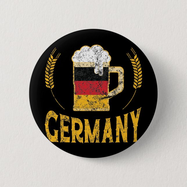 Germany Pride German Flag Beer Lover Oktoberfest 2 Inch Round Button (Front)