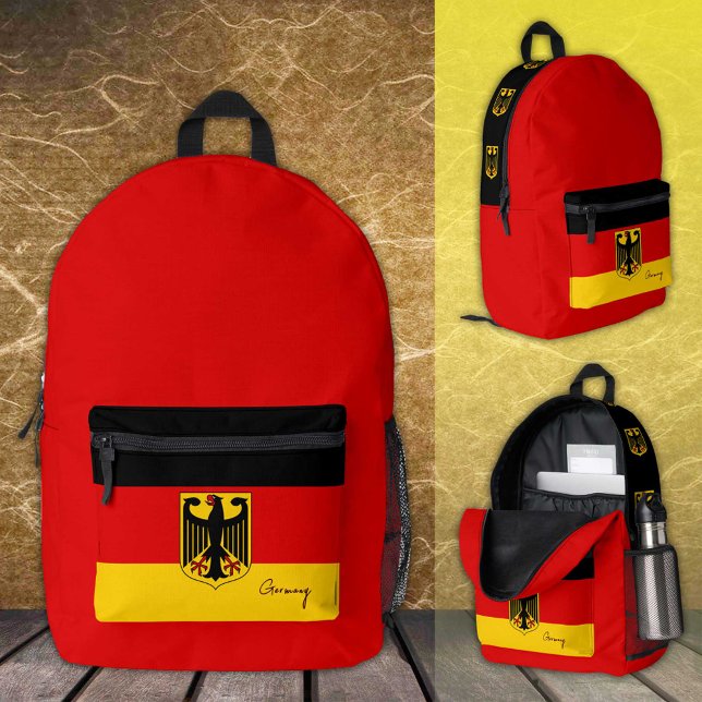 Germany, red backpack, German Flag / Deutschland Printed Backpack (Creator Uploaded)