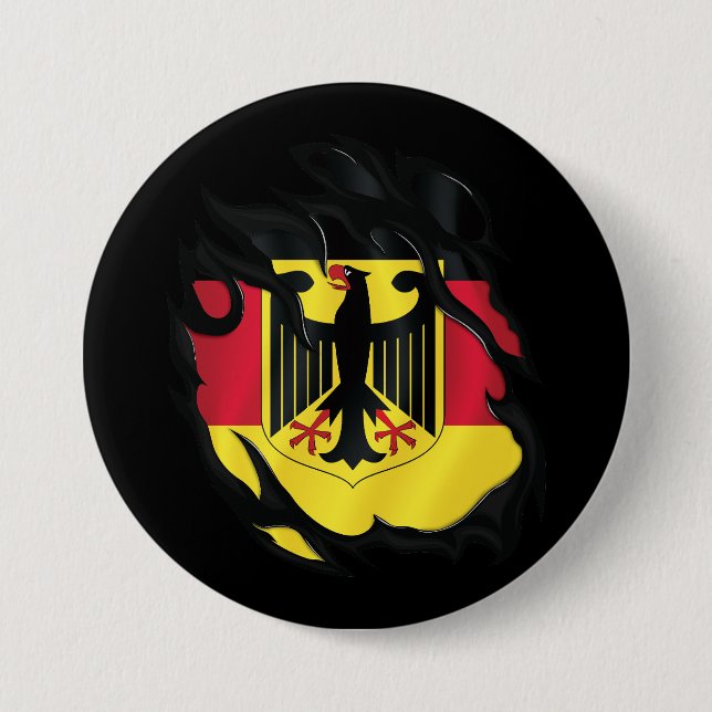 Germany Ripped Flag 3 Inch Round Button (Front)