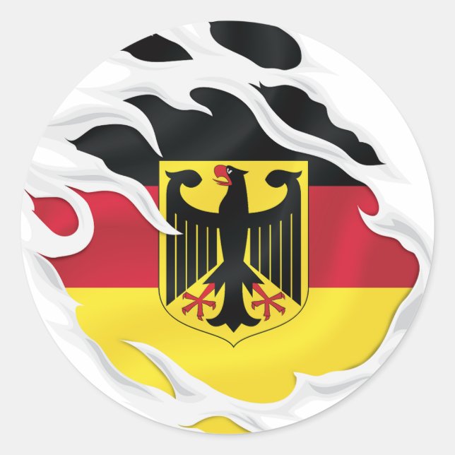 Germany Ripped Flag Classic Round Sticker (Front)