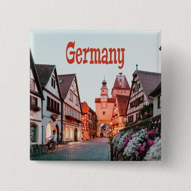 Germany Row Houses 2 Inch Square Button (Front)
