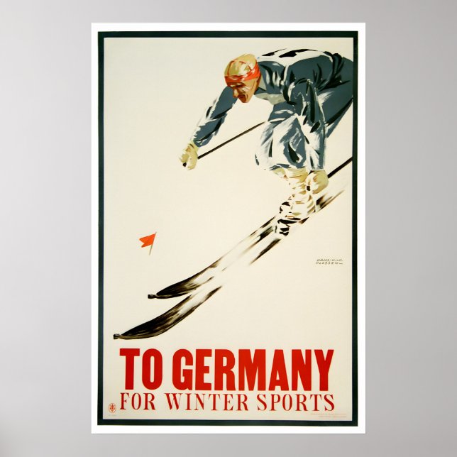 Germany Ski Poster German Art Skiing Print (Front)