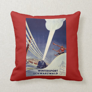 Germany - Skiing in the Black Forest Throw Pillow