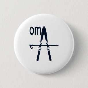 Germany skiing skier oma german grandma 2 inch round button