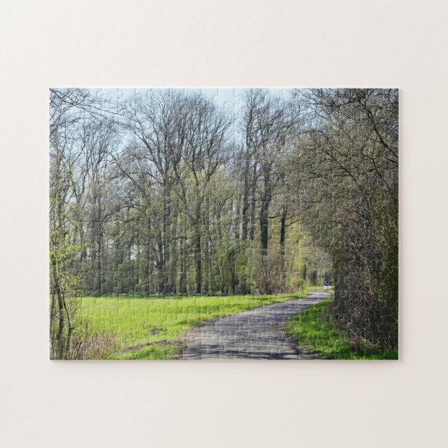 Germany Spring | Tree Shade Bike Riding Trail Path Jigsaw Puzzle (Horizontal)