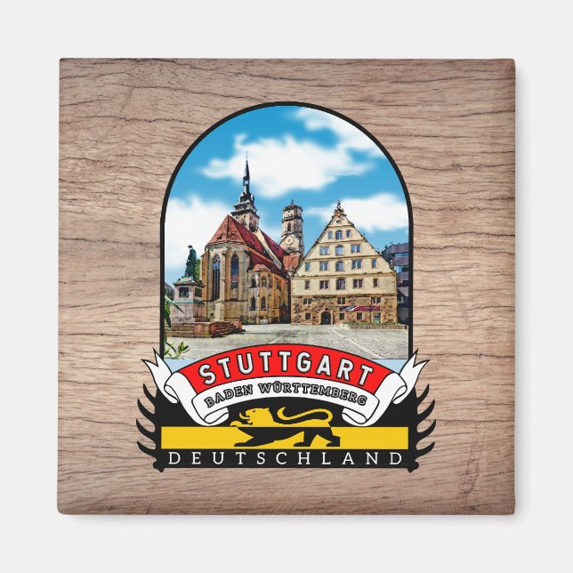 Germany Stuttgart Vintage souvenir Magnet (Front)