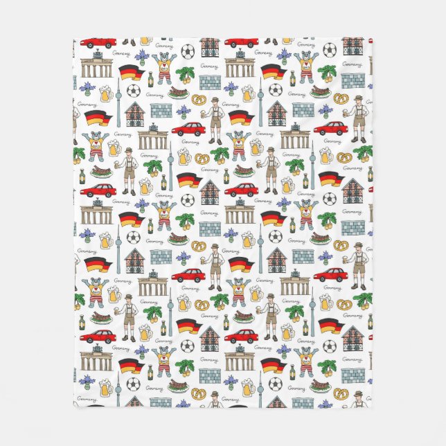 Germany | Symbols Pattern Fleece Blanket (Front)