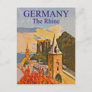 Germany, the Rhine, medieval fortress, vintage Postcard