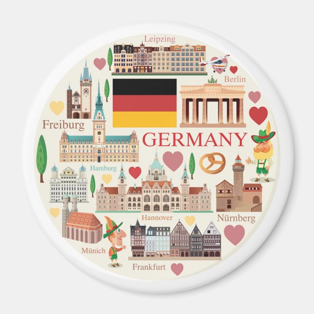 Germany Travel Icons Magnet (Front)