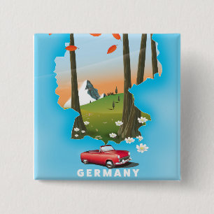 Germany Travel poster. 2 Inch Square Button