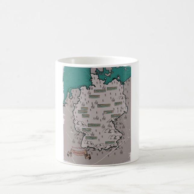 Germany Vintage Illustrated map Coffee Mug (Center)