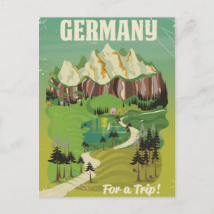 Germany vintage style travel poster postcard