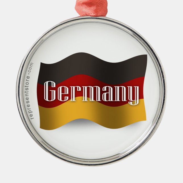 Germany Waving Flag Metal Ornament (Front)