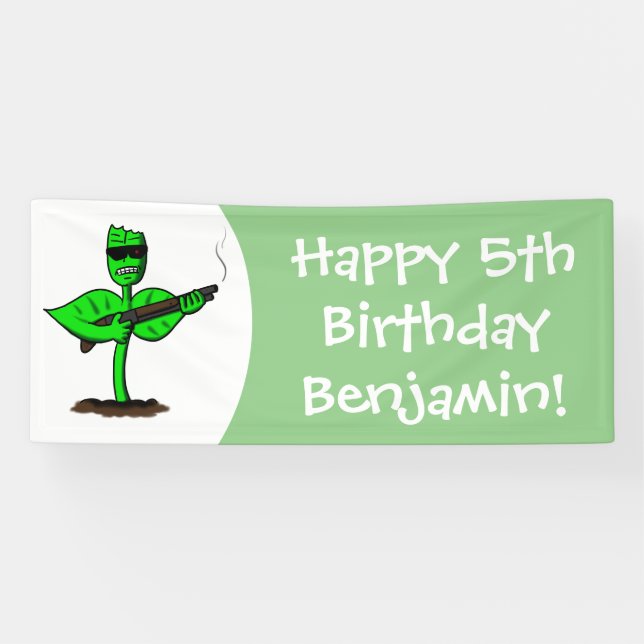 Germinator cyborg plant funny cartoon banner (Horizontal)