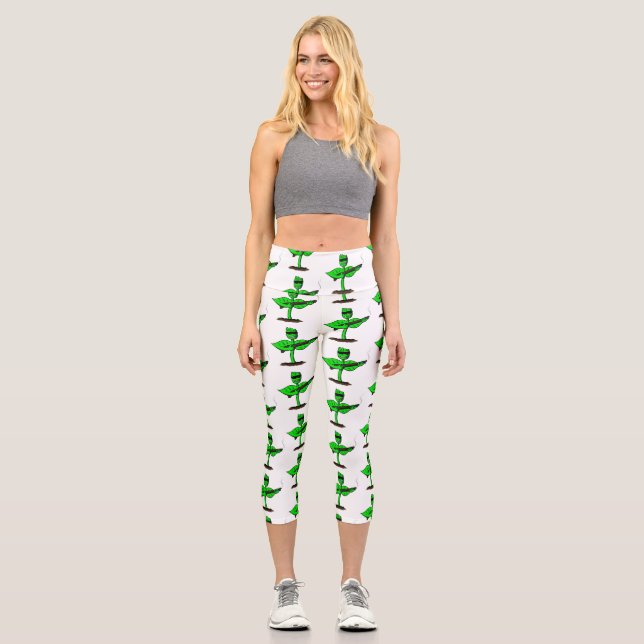 Germinator cyborg plant funny cartoon capri leggings (Front)