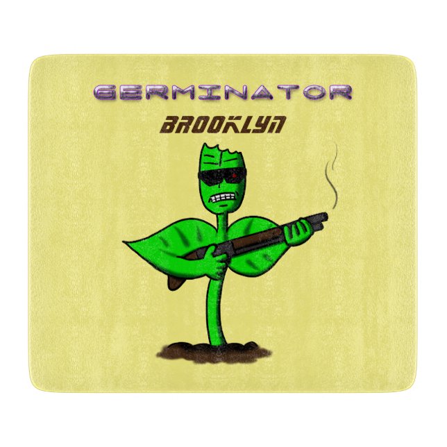 Germinator cyborg plant funny cartoon cutting board (Front)