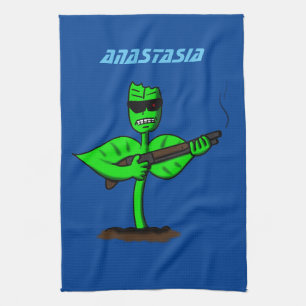 Germinator cyborg plant funny cartoon kitchen towel