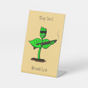 Germinator cyborg plant funny cartoon pedestal sign