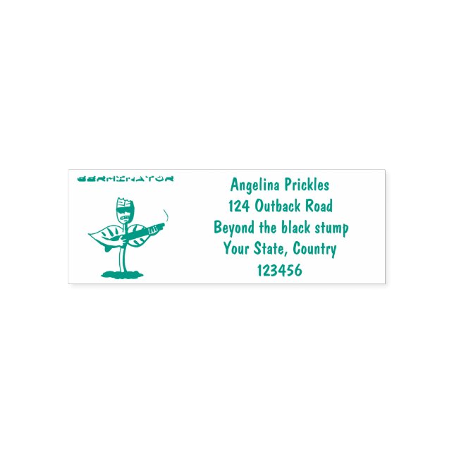 Germinator cyborg plant funny cartoon self-inking stamp (Design)