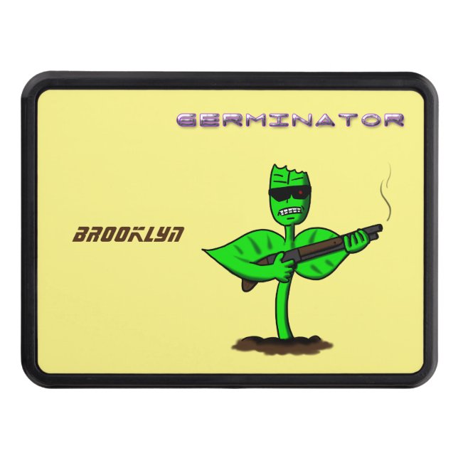 Germinator cyborg plant funny cartoon trailer hitch cover (Front)