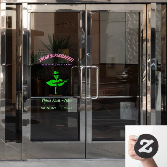 Germinator cyborg plant funny cartoon window cling (Office Door)
