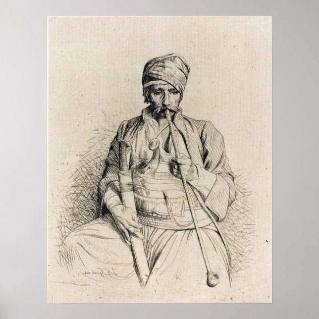 Gérôme - Seated Arab With Pipe 1864 Poster (Front)