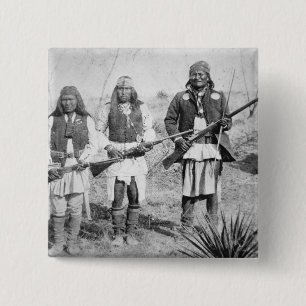 Geronimo and three of his Apache warriors, 1886 (b 2 Inch Square Button
