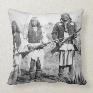Geronimo and three of his Apache warriors, 1886 (b Throw Pillow