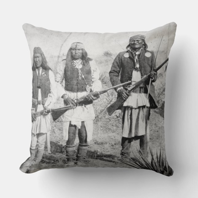 Geronimo and three of his Apache warriors, 1886 (b Throw Pillow (Front)