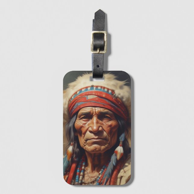 Geronimo Indian Chief Warrior Luggage Tag (Front Vertical)
