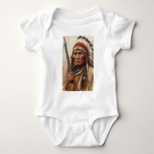 Geronimo Indian Chief Warrior Portrait Baby Bodysuit