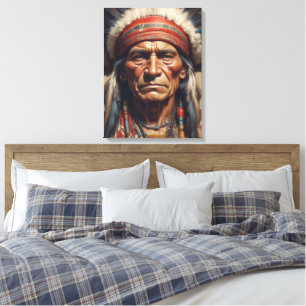 Geronimo Indian Chief Warrior Portrait Canvas Print