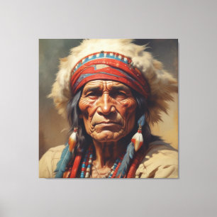 Geronimo Indian Chief Warrior Portrait Canvas Print