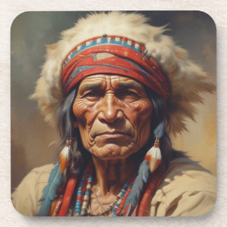 Geronimo Indian Chief Warrior Portrait Coaster