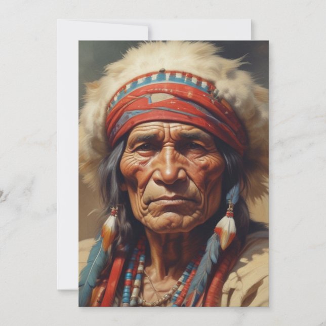 Geronimo Indian Chief Warrior Portrait Holiday Card (Front)
