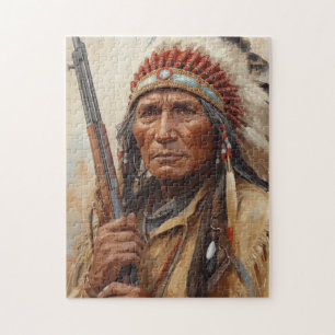 Geronimo Indian Chief Warrior Portrait Jigsaw Puzzle