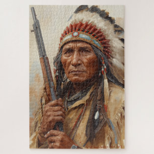 Geronimo Indian Chief Warrior Portrait Jigsaw Puzzle