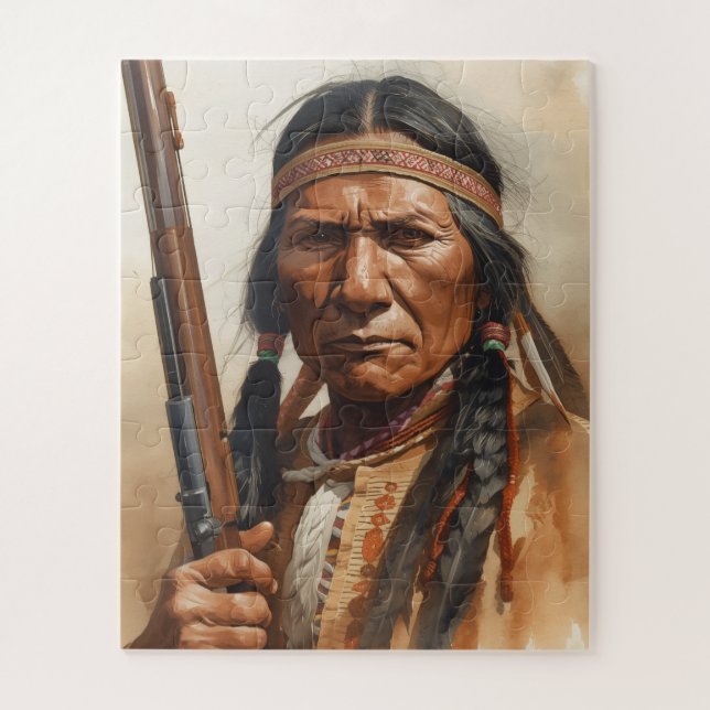 Geronimo Indian Chief Warrior Portrait Jigsaw Puzzle (Vertical)