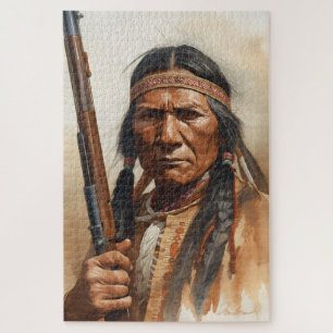 Geronimo Indian Chief Warrior Portrait Jigsaw Puzzle